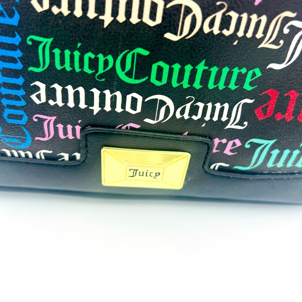 Y2K Juicy Couture Black Mini Shoulder Bag All Over Logo Print Vintage Rare Glam - Picture 2 of 11